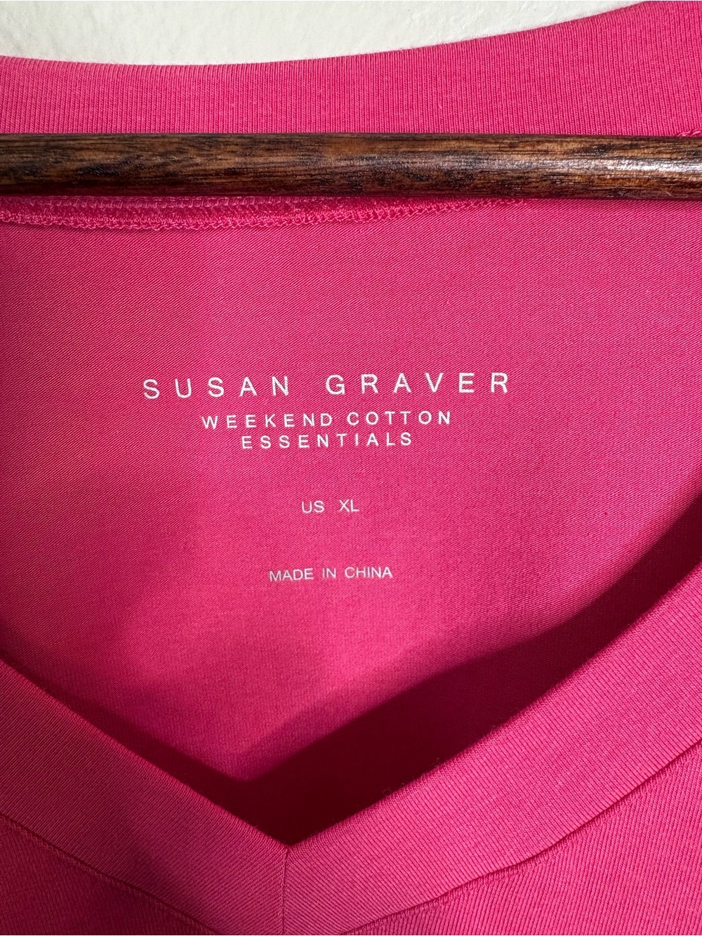 Susan Graver Weekend Cotton Pink V-Neck Tunic Top XL 3/4 Sleeve Stretch Casual - Picture 3 of 9